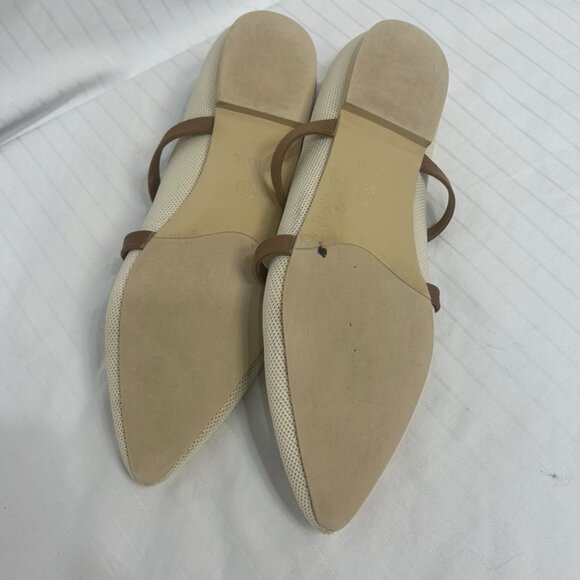 Elegant Cream Flats with Brown Straps - Picture 2 of 2